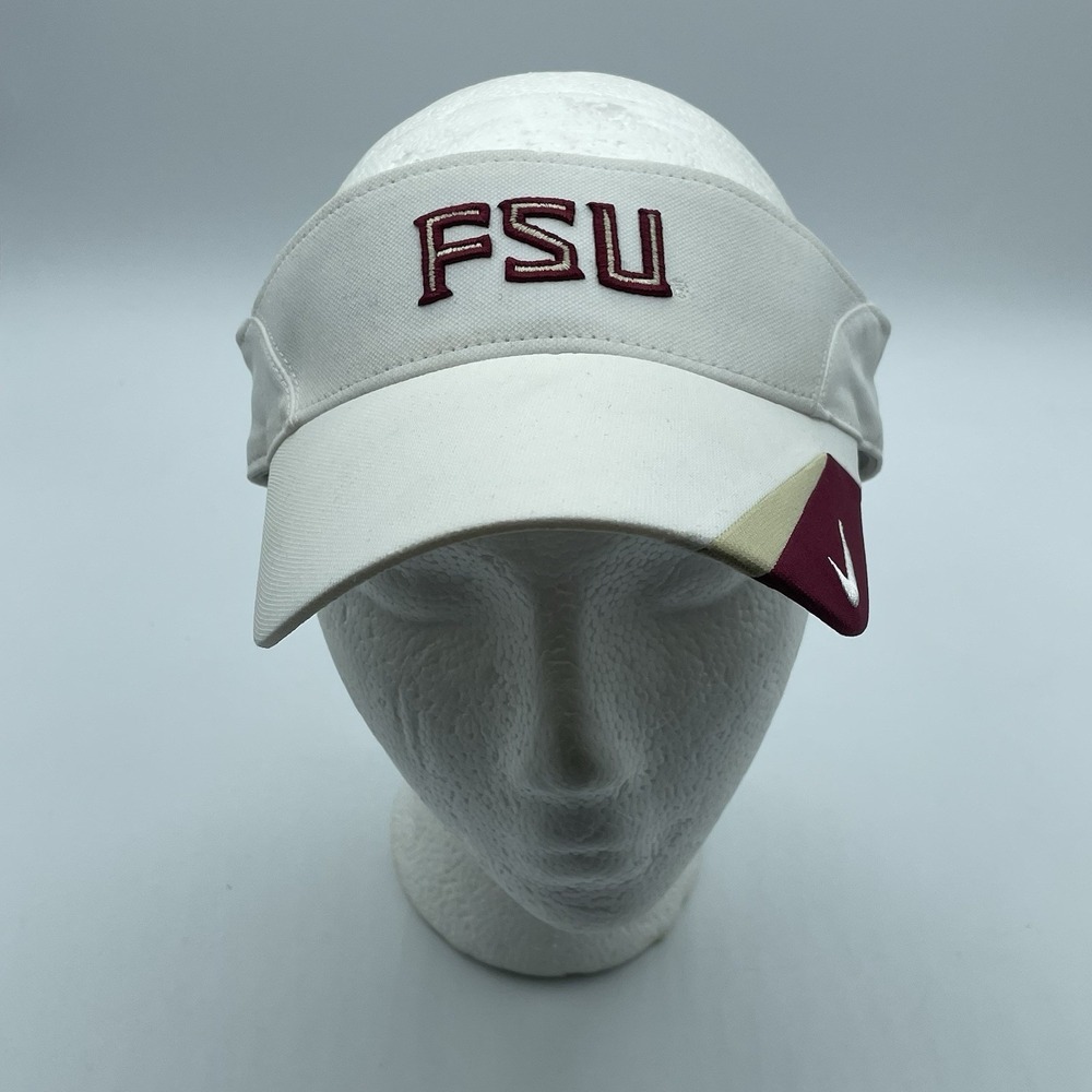 Nike Team FSU‎ Visor White Hook and Loop Closure Florida State University Hat